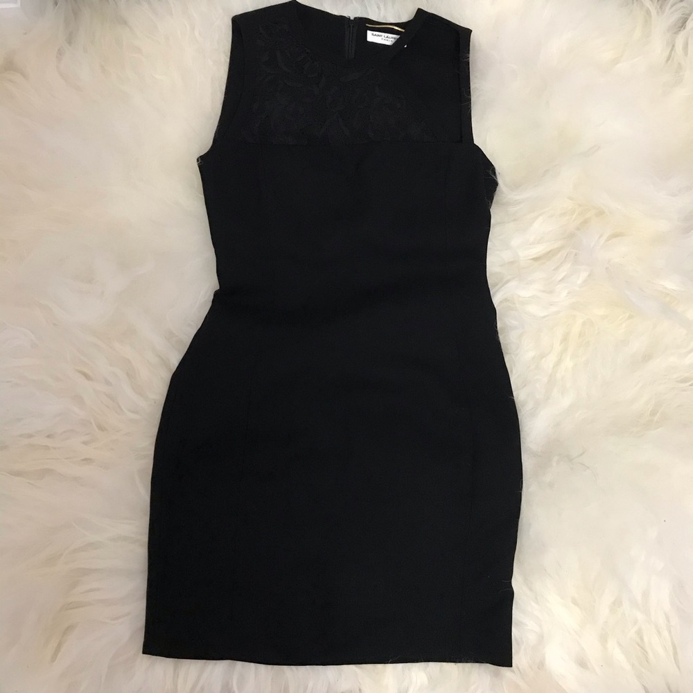 Black Saint Laurent dress with lace - Picture 3 of 6